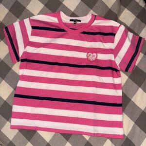 Pink, Black and White Striped T-Shirt